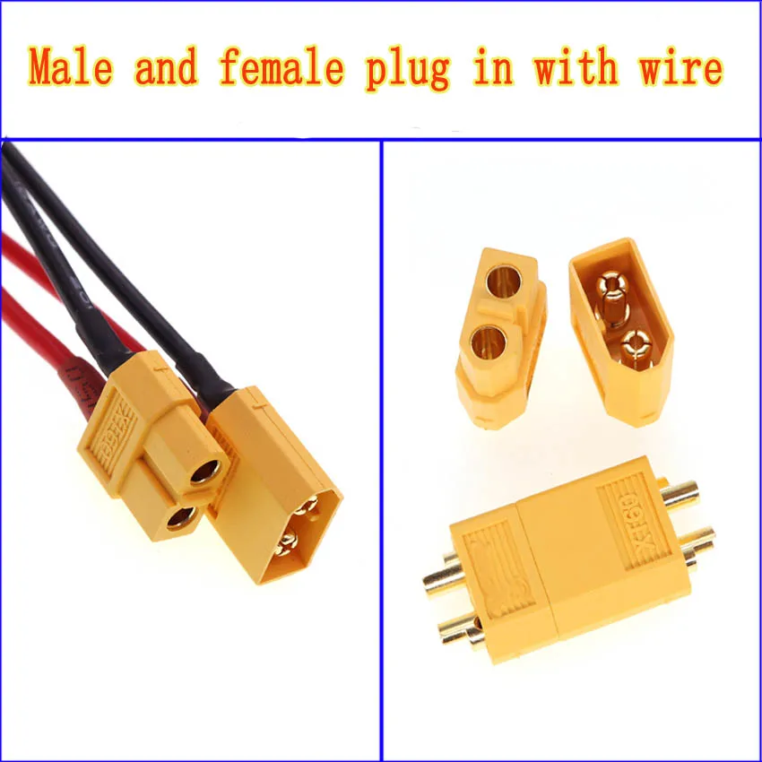 12AWG XT60 Male Female Conversion Plug Connection Cable With Silicone Extension Lead Wire Battery Connector To 10/20/50/100CM