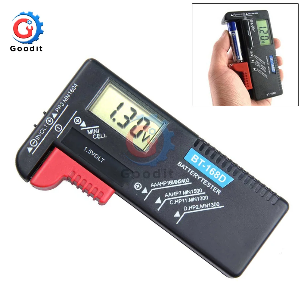 Universal BT168 BT-168D Digital Battery Tester Voltage Checker for AA AAA 9V Button Multiple Size Testers Voltmeter Meter Tools