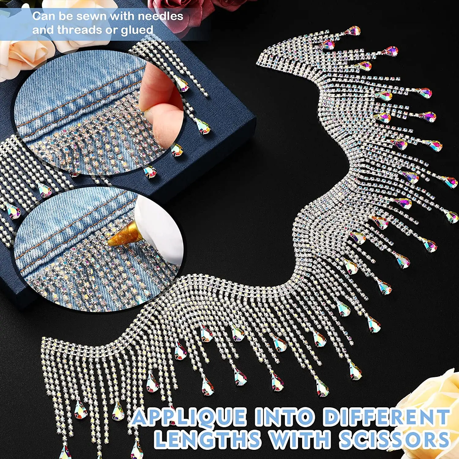 New Arrival Tassel Pendant Sparkling Rhinestones Waist Chain Crystal Fringe Trim Chain For Dance Belt Wedding Dress Accessories