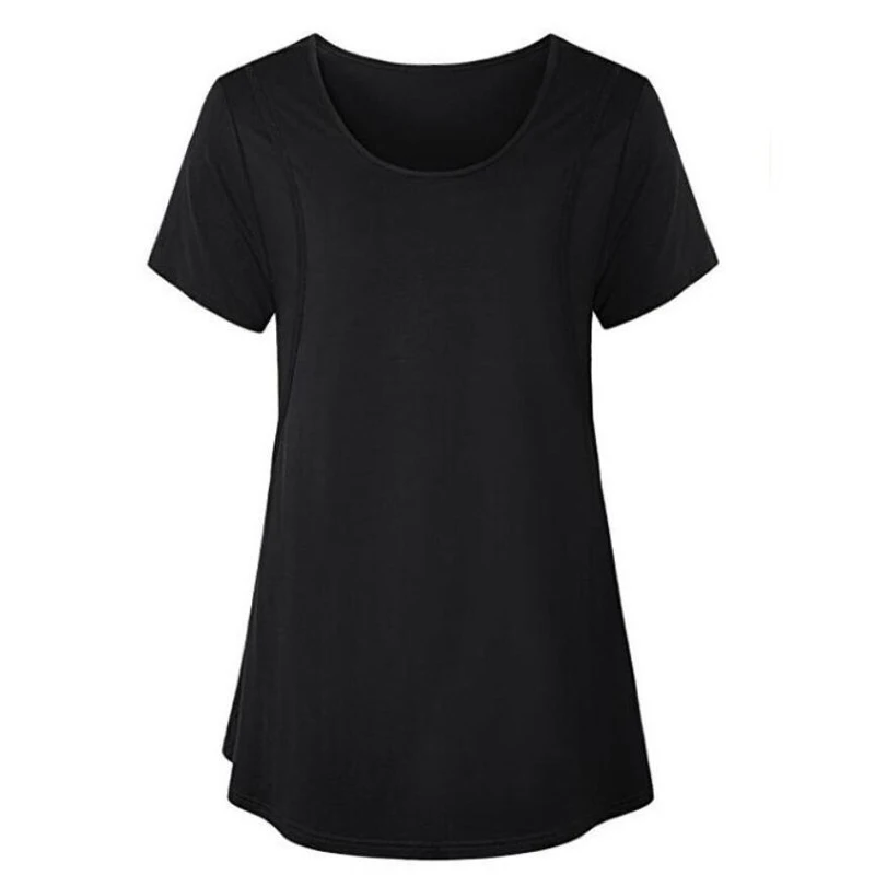 2021 Summer New Breastfeeding Clothes T-shirt Round Neck Solid Color Side Open Pure Cotton Casual Short-sleeved Maternity T-shir