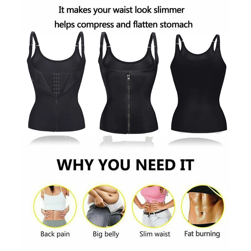 Fajas Reductoras Compression Body Shaper Vest Women Waist Trainer Cincher Zipper Tummy Control Corset Slimming Upright Posture