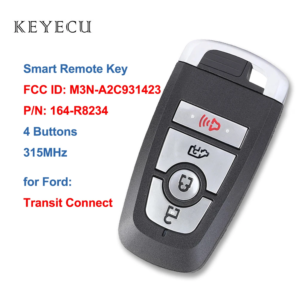 

Keyecu Smart Remote Car Key Fob 3 Buttons 315Mhz ID49 Chip for Ford Transit Connect 2019 2020 M3N-A2C931423, 164-R8234