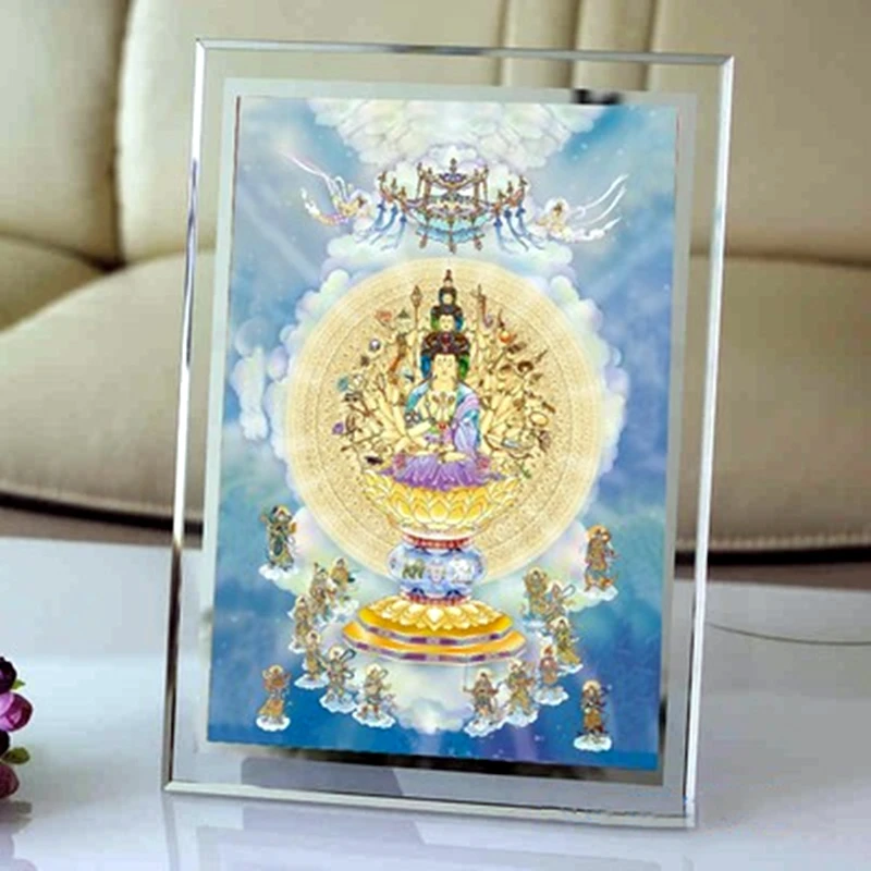 Thousand Hand Guanyin Portrait, Photo Paper Printing, Guanyin Bodhisattva Buddha Painting, Double-Sided Plastic Imported Pho