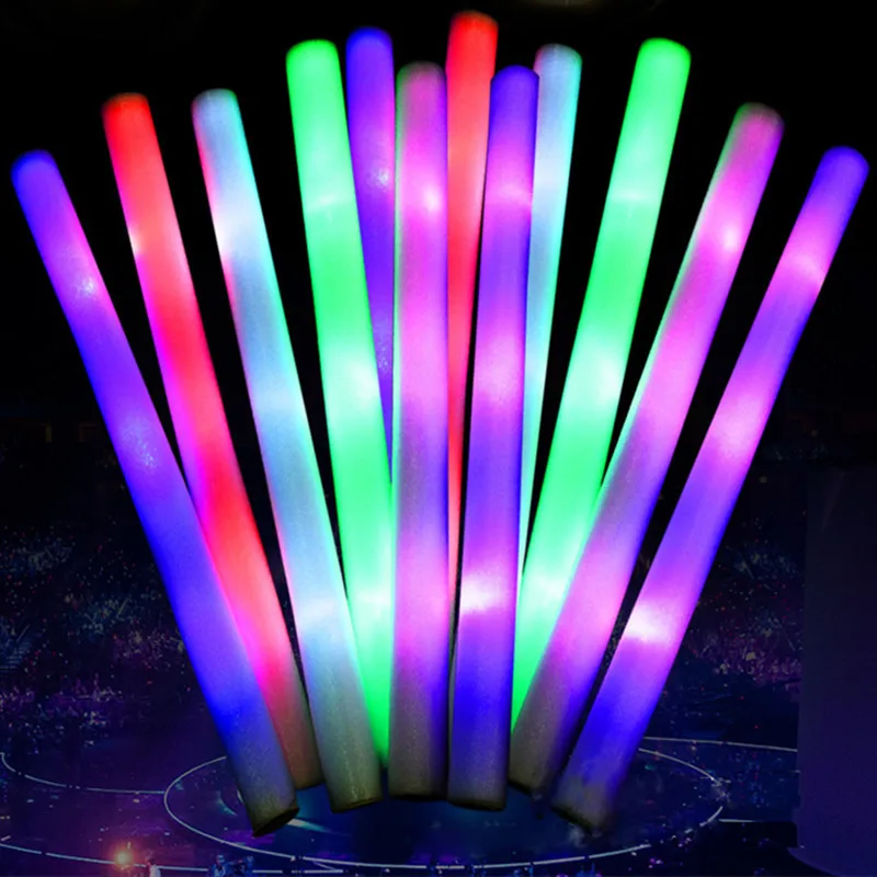 Light-Up Foam Sticks LED Soft Batons Rally Rave Glowing Wands Color Changing Flash Torch Festivals Party Concert Luminous Stick