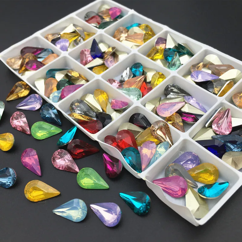 

6x10mm Water Drop K9 Colors Resin Rhinestone Droplet Use For Clothes Diy Accessories