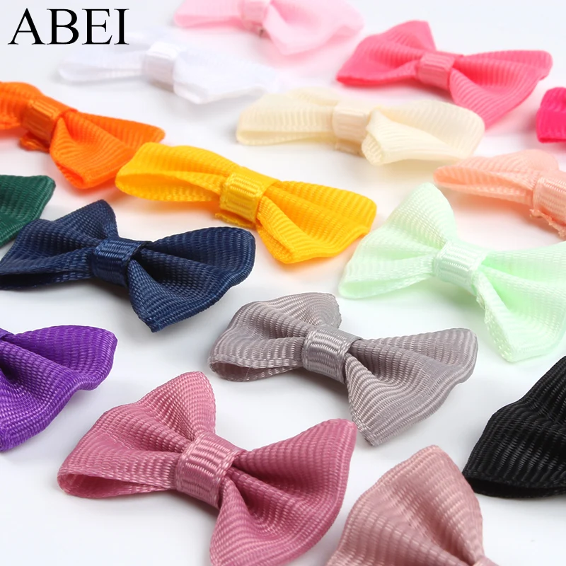 50pcs Mix Colors Grosgain Ribbon Bows Handmade Single Color Bow DIY Crafts Garments Hats Dress Sewing Accessories