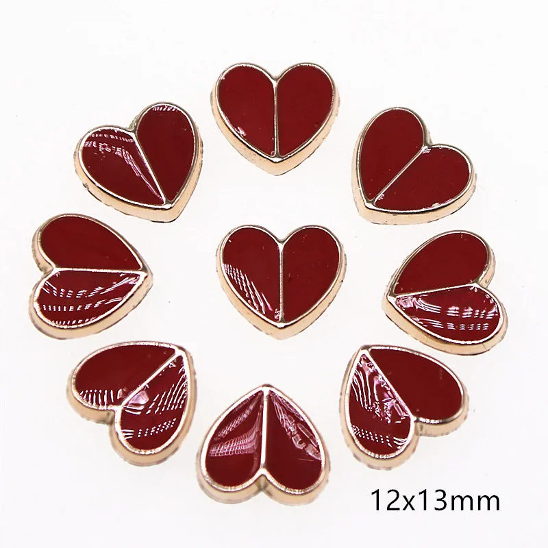 50pcs 12x13mm heart round delicate white&red flatback Button Home Garden Crafts Cabochon Scrapbooking DIY Accessories