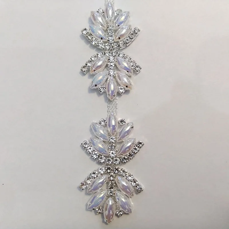 Hot Sale 1 yard Crystal Rhinestone Chain Pearl Trimming For Wedding Bridal Applique TONG91801-1