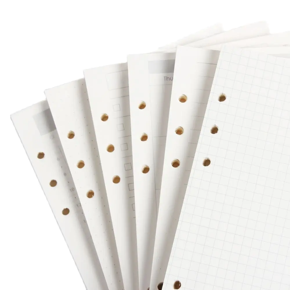 Diary 2025 Classic 6 Holes Binder Notebook Inner Paper Core/refilling Inner Papers:line,grid,dots,list,daily Weekly Monthly Plan