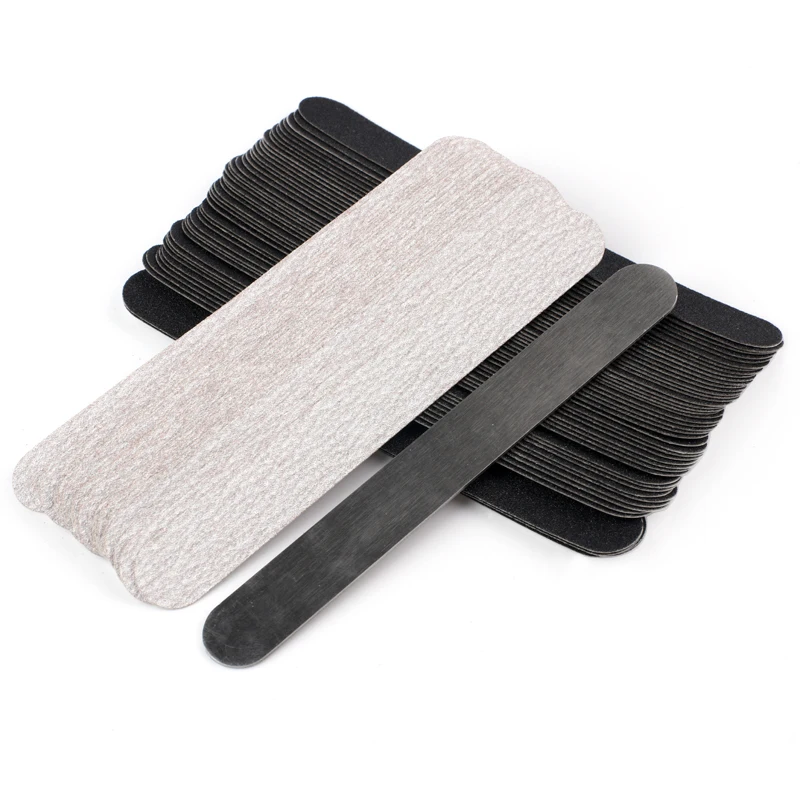 10pcs Mini Straight Nail File 100/180/240 Grey/Black Removable SandPaper Metal Handle Replaceable Sanding Manicure Files Set