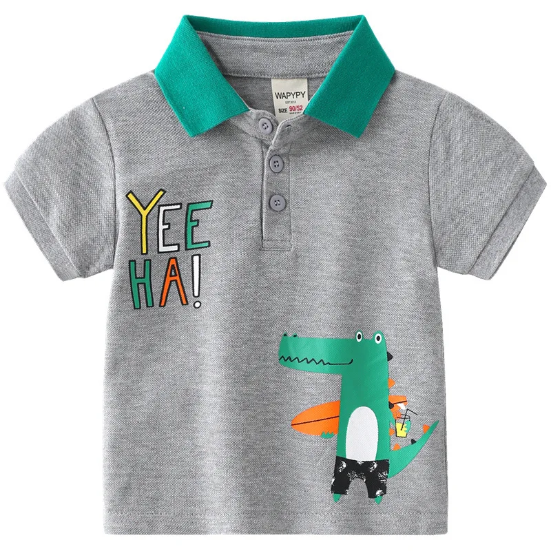 Lovely Dinosaur Boys Polo T-shirt Cotton Fashion Toddler Tops Tees Summer Breathabe Fabric Children\'s Shirt Kids Clothes