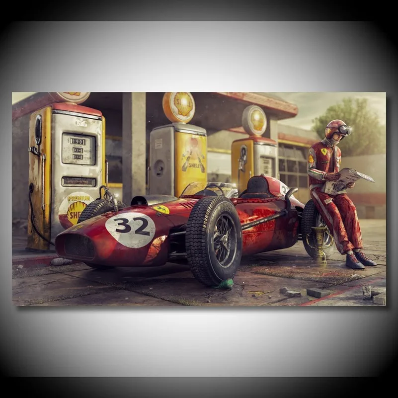 Canvas Painting Vintage Car Posters Ferraris Classic Racing Car 3D Artwork Wall Art Picture Prints Cuadros Decoracion Dormitorio