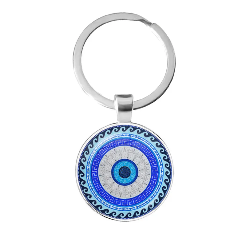 Porte-clé Cabochon en verre rond avec Photo religieuse, porte-clé de voiture, porte-clé avec breloques pour cadeau