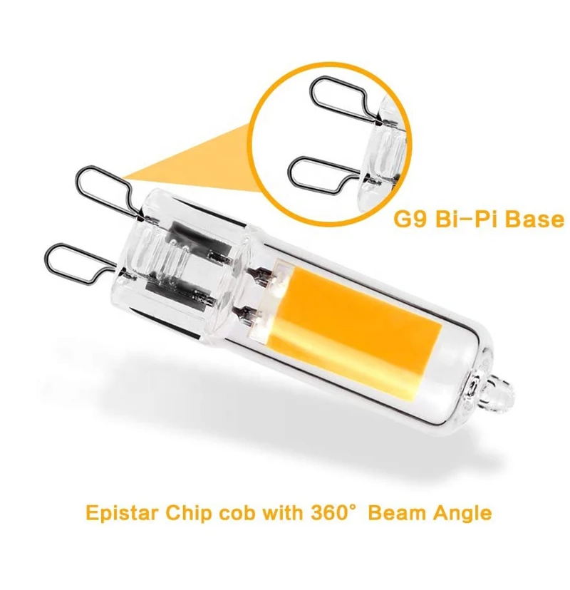 Dimmable LED G9 Light Bulb 6W 9W 12W AC110V 220V COB Glass LED Lamp Replace Halogen Bulb for Pendant Lighting Fixture Chandelier