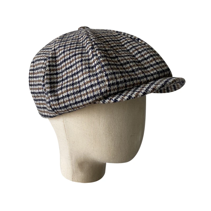 2021 New Retro Men's Plaid Newsboy Hat Autumn Winter Men's Berets Wool Blend Women England Gatsby Hat Men Driver Flat Cap BLM371 image 5