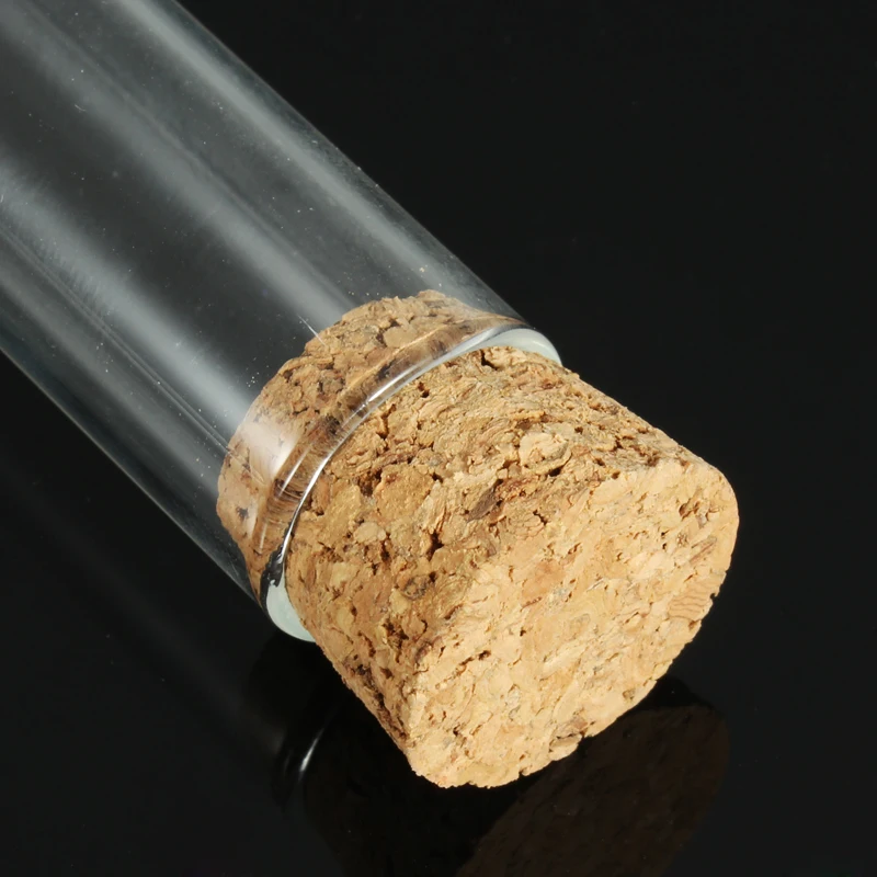 5pcs Length 100mm Multiple specifications Flat bottom Glass Test Tube with cork stoppers for kinds of TESTS Diameter 12mm-40mm