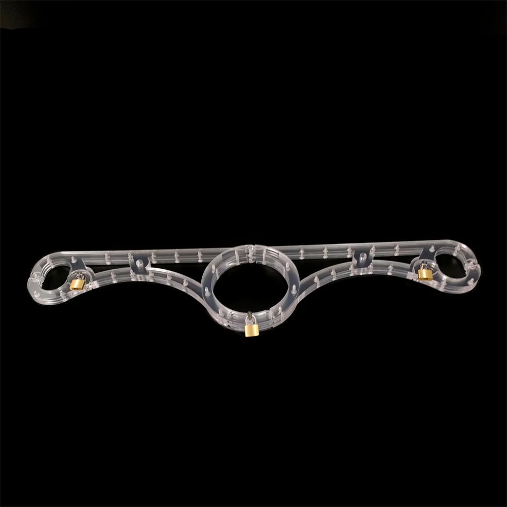 Clear Crystal Pillory Cangue Neck Collar Oval Handcuffs Wrist Restraint Lock Slave Bondage Yoke Adults Sex Toy For Male Female