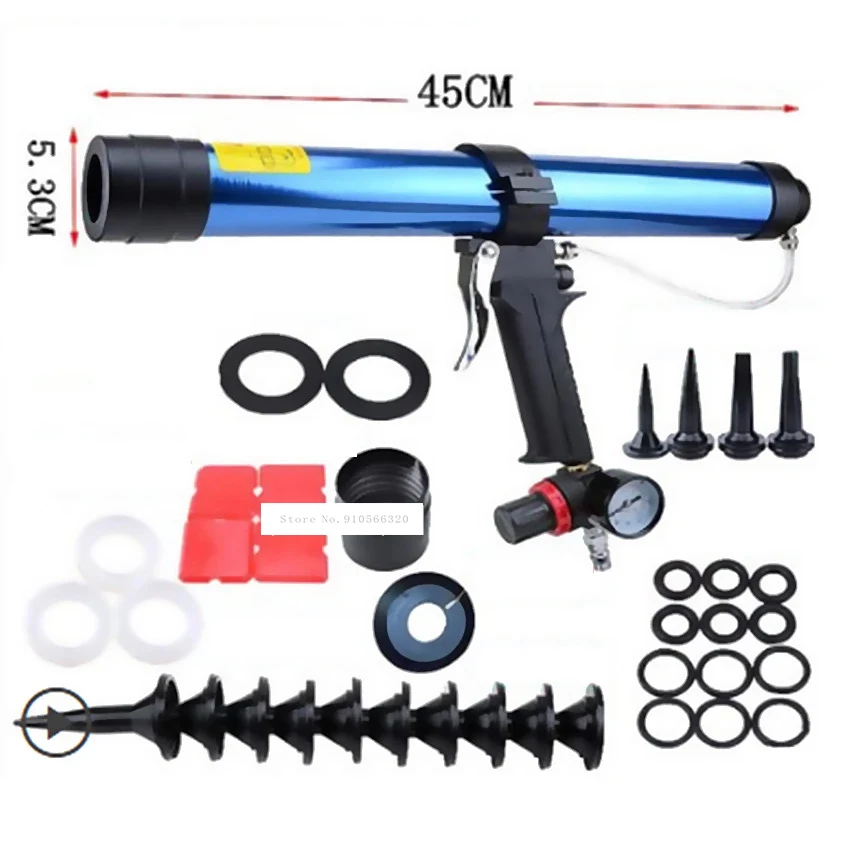 

New Hot 600ML Soft Pneumatic Caulking Gun Glass Glue Air Rubber Guns Tool Caulking Gun Glass Glue Gun With Control Valve 6.8 Bar