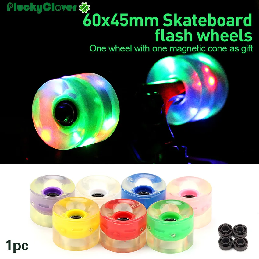 1pc piscando roda de rolo 60mm para skate penny board led luz roda dança placa 85a 60x45mm duplo balancim piscando rodas