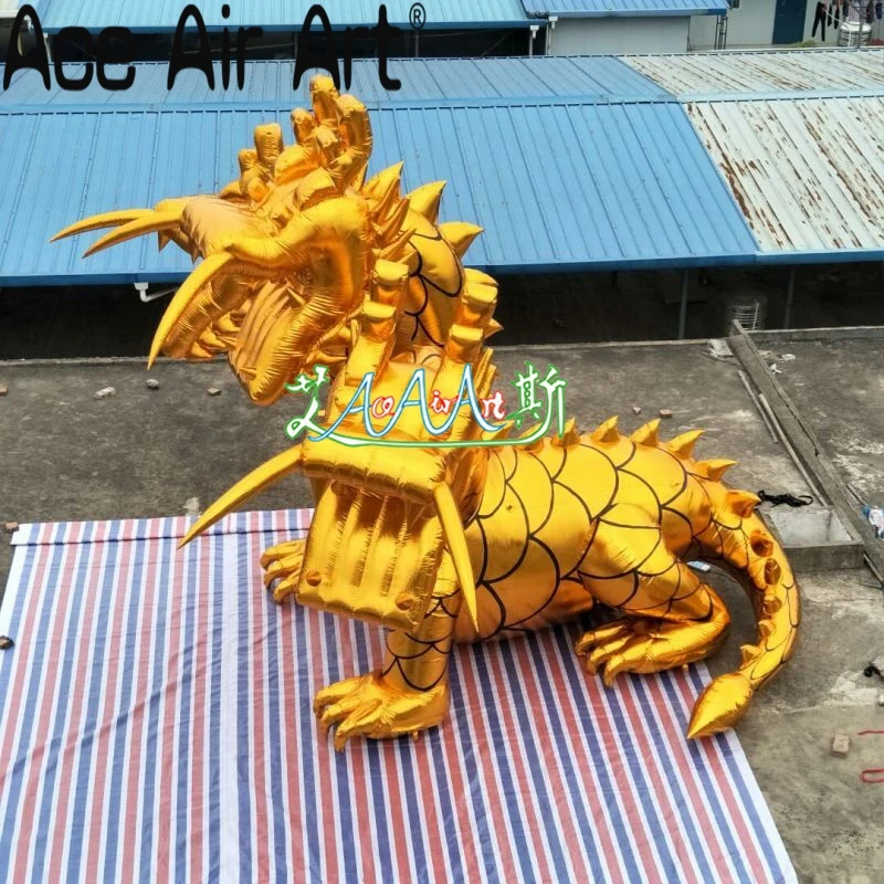 Beautiful and Vivid Inflatable Golden Three-headed Dragon for Exhibition or Decoration in Party and Giant Event