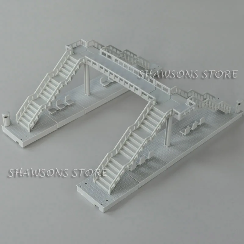 Plastic Parts Pedestrian Overpass Bridge / Rail Track / Railway Station for 1/87 Scale Train Models