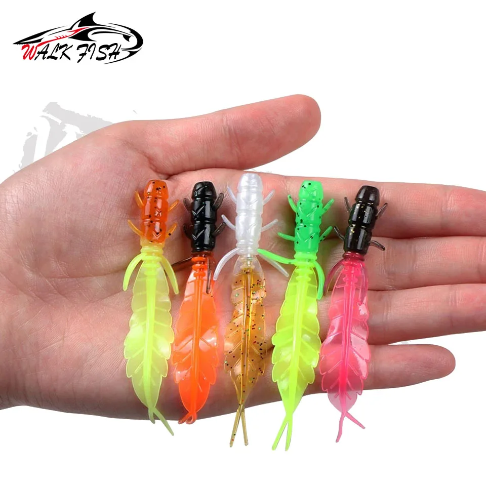 WALK FISH 부드러운 송어 루어 실리콘 미끼, 워블러 스윔베이트 페스카 인공 벌레 미끼, 75mm 1.3g, 5 개