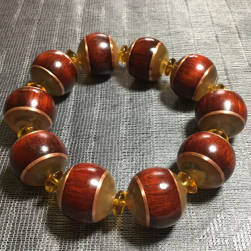 Natural Red Sandalwood Mosaic Sheep Claw Bracelet DIY Wenwan Hand String Lucky for Women Men Rosary Tibetan Bracelet Jewelry