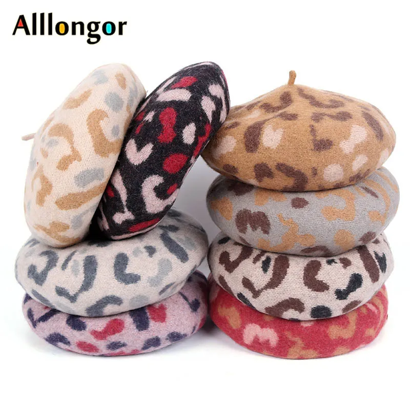 High Quality Wool Hat Beret Femme France 2024 Winter Warm leopard print Autumn hat ladies boina francesa mujer french hat