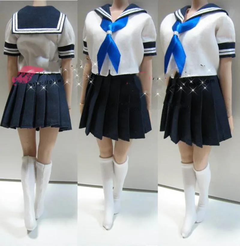 1/6 Scale Japanese School Student Pleated Skirt Female Figure Sailor Suit Uniform Accessories Model for 12'' Action Figure