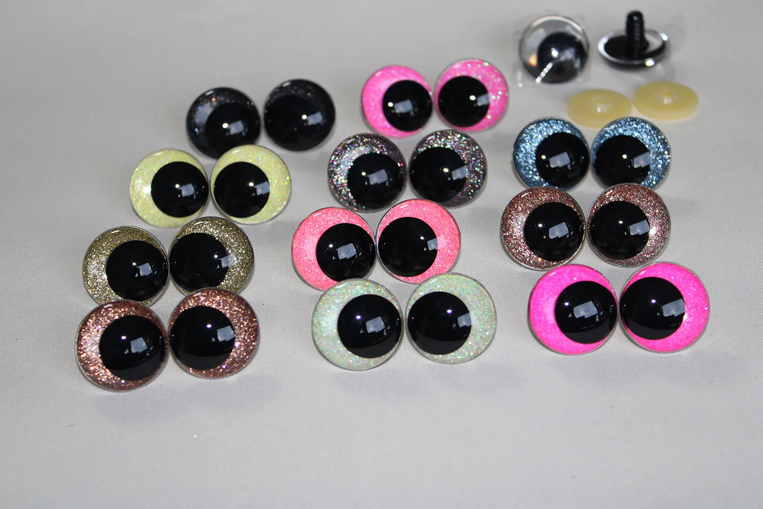 Yeux ronds à paillettes, jouet avec rondelle à pression à la main pour poupée en peluche en laine, bricolage, Y10, 14mm 16mm 18mm 23mm 28MM, 20 pièces