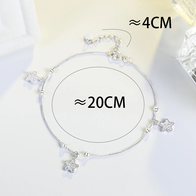 MIQIAO 925 Silver Foot Jewelry Female Simple Temperament Niche Design Fresh Student Korean Version Of The Little Star Anklet