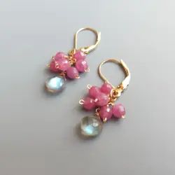 Lii Ji Real Ruby Labradorite Natural Gemstone 925 Sterling Silver Handmade Drop Earrings Delicate Jewelry For Women Gift