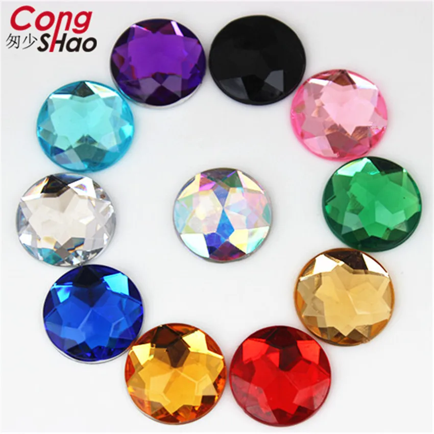 Cong Shao 30pcs 18mm Colorful Acrylic Rhinestone Round Flat Back Beads Crystal Stones DIY Costume Jewelry Accessories ZZ158