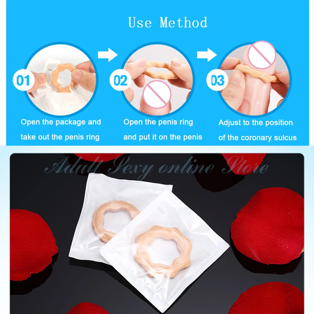 2PCS Male Foreskin Corrector Resistance Ring Silicone Penis Rings Delay Ejaculation Adult Sex Toys for Men Daily/Night Cock Ring