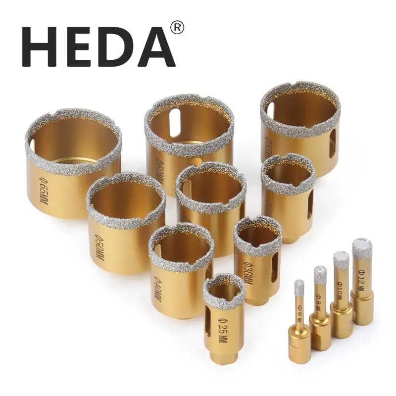 6-65mm 1PC M10 Thread Shank Dry Vacuum Brazed Diamond Drilling Core Bit For Drilling on Ceramic Tile Hole Saw Granite Marble