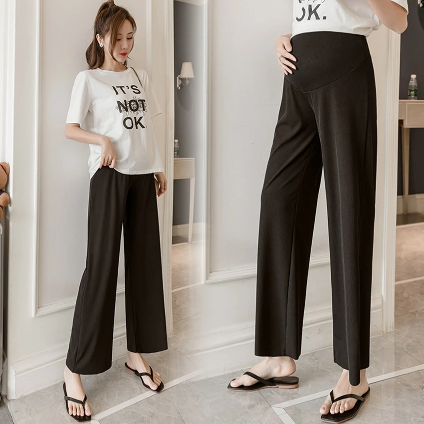 

Pregnant women's wide-leg pants spring and autumn pregnant women's belly lift pants casual wear all-match maternity pants