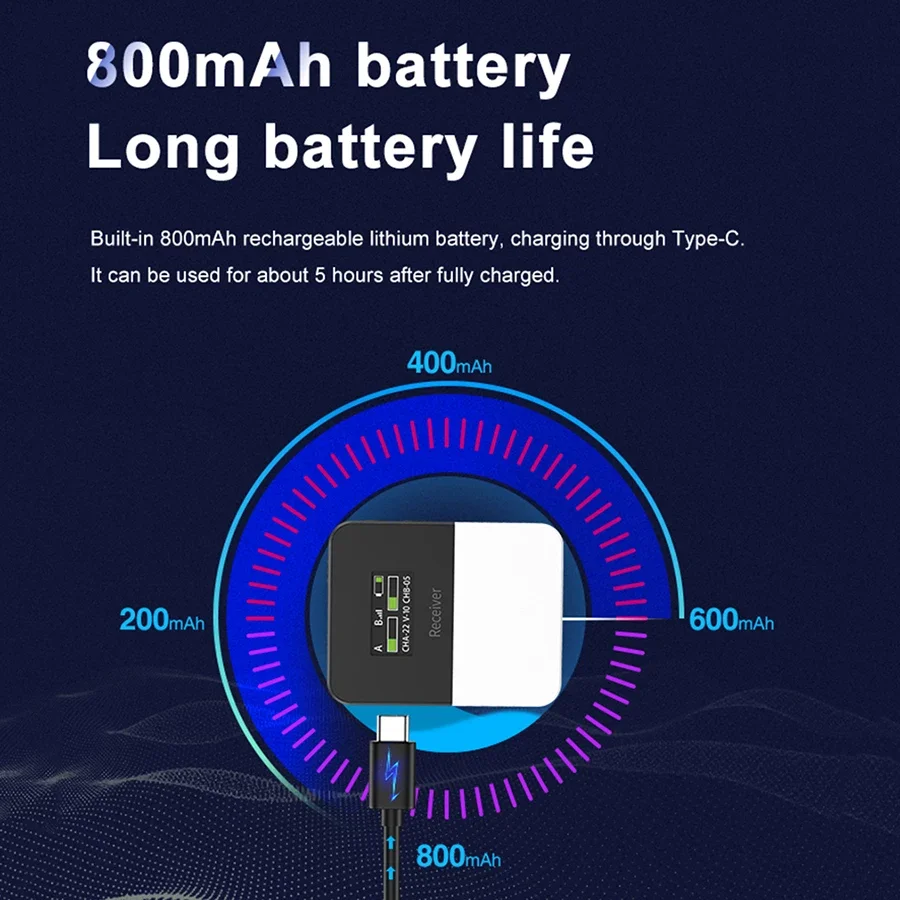 MAMEN Mini UHF Wireless Lavalier sistema microfonico con batteria da 800mAh 50m Pickup per Smartphone DSLR registrazione intervista fotocamera
