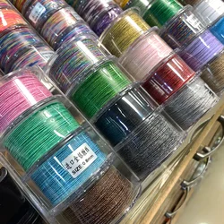 Hilo de línea de nailon de colores para pulsera de macramé, cuerda trenzada con borlas doradas y plateadas para abalorios, rollo de 20m, 0,8mm
