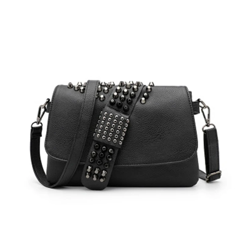 Female Vintage Rivet Messenger Bags for Women Shoulder Bag Fashion Black Skull Punk Clutch Purse Bag Ladies Crossbody Bags 2024