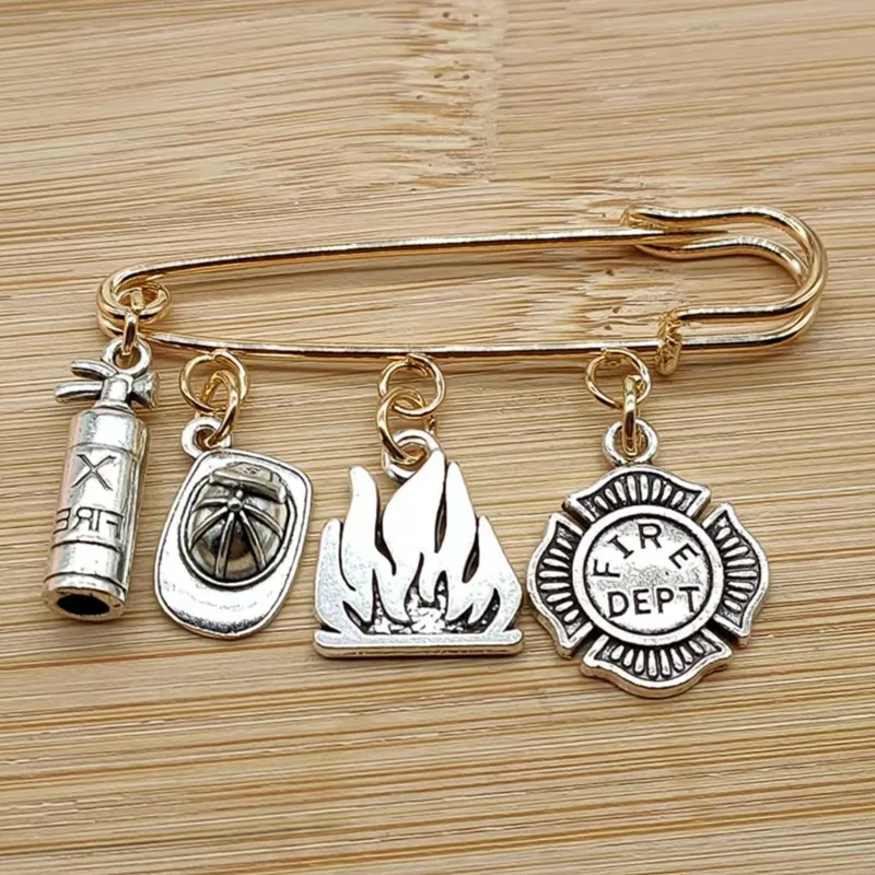 موضة جديدة اطفاء بروش النار بطل الإبداعية اطفاء هدية دبوس مجوهرات مقلدة #2