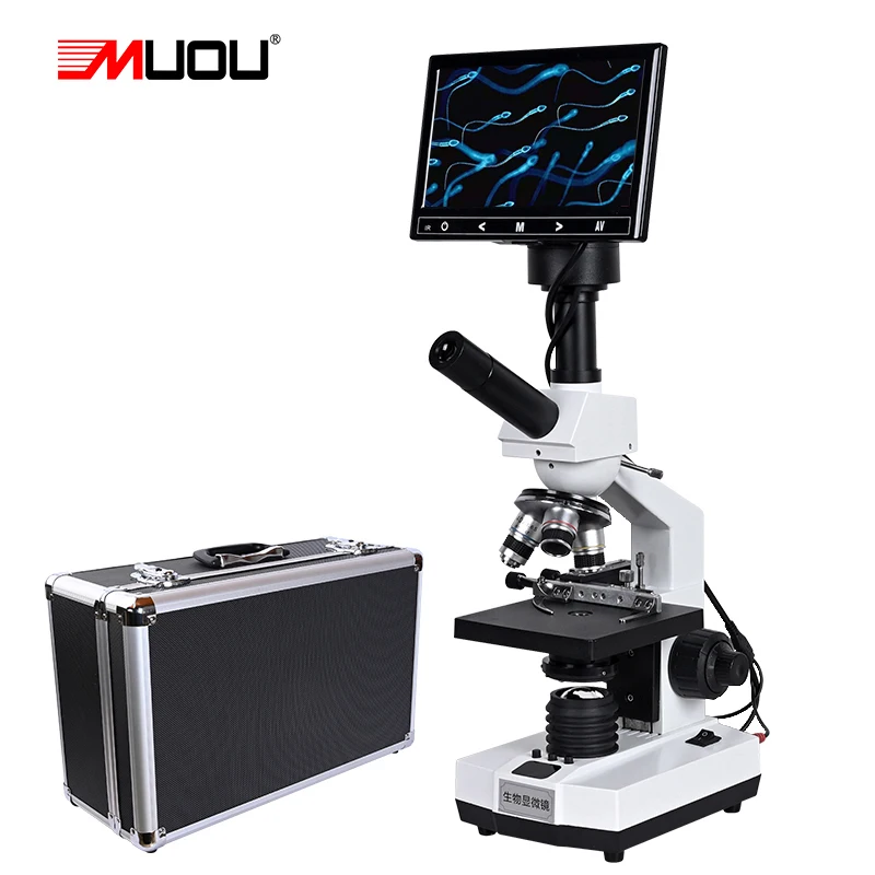 Microscópio Biológico Binocular Profissional Modelo de tv com Zoom de x Usb 5mp Visor Lcd de Polegadas
