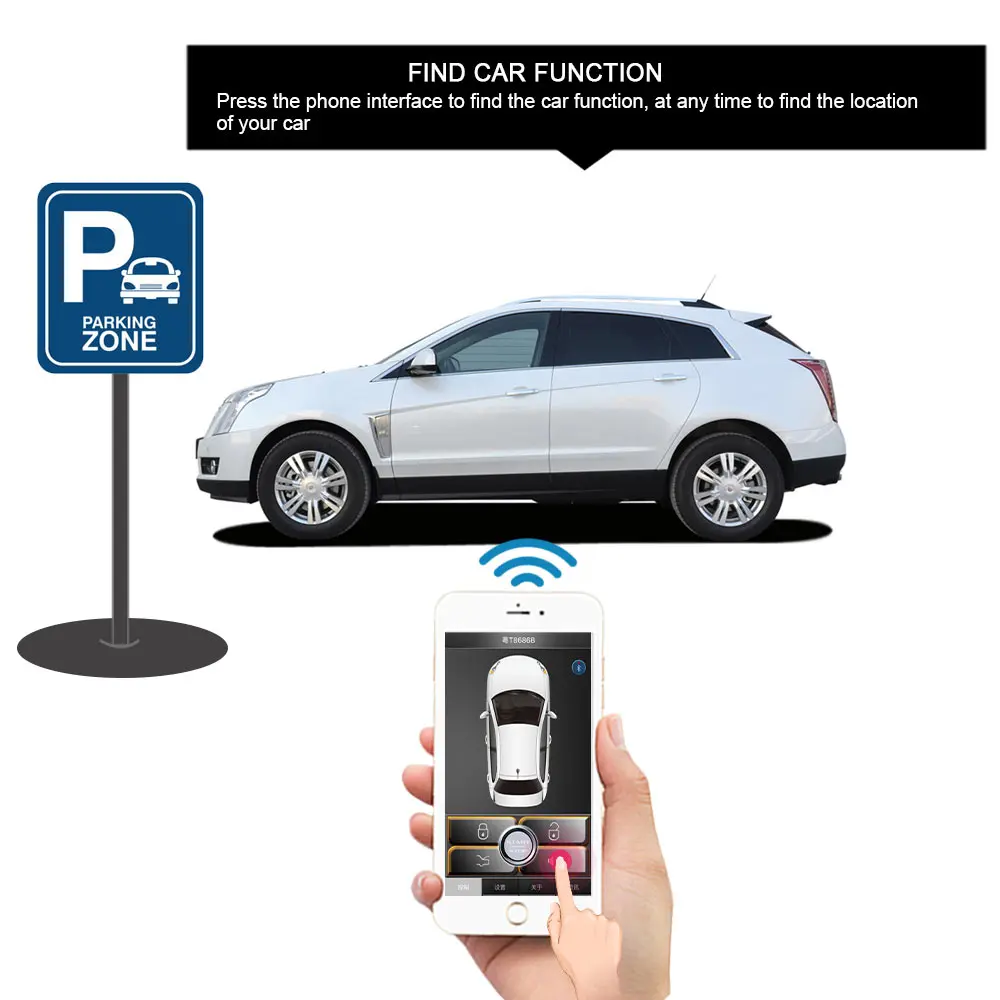 PKE Smart Key Car Alarm System With Remote central locking Start Stop Push Button Passive Keyless Entry MP686