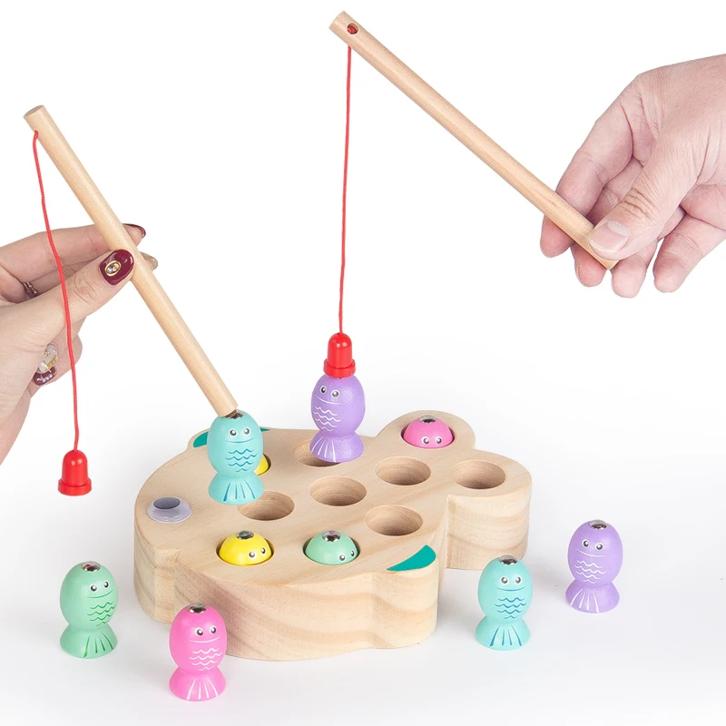 Jeu de pêche magnétique 3D Montessori en bois pour bébé, jouets éducatifs pour enfants, cadeau d'anniversaire et de noël