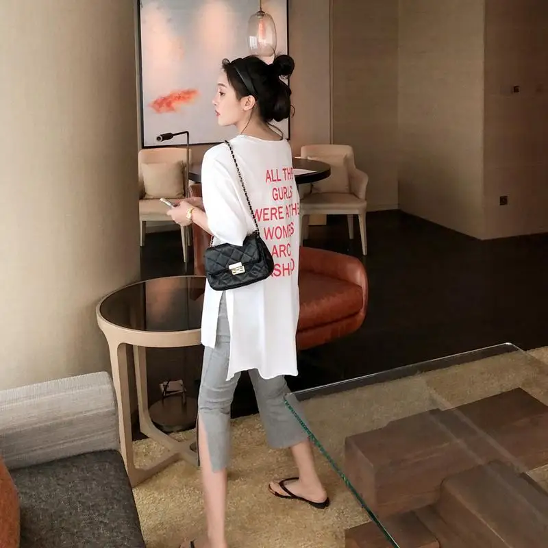 Anime Korean Women\'s T-shirt For Summer Fashion Clothes Loose Elegant Short Sleeve T Shirt Graphic Pulovers Tops Casual Midi