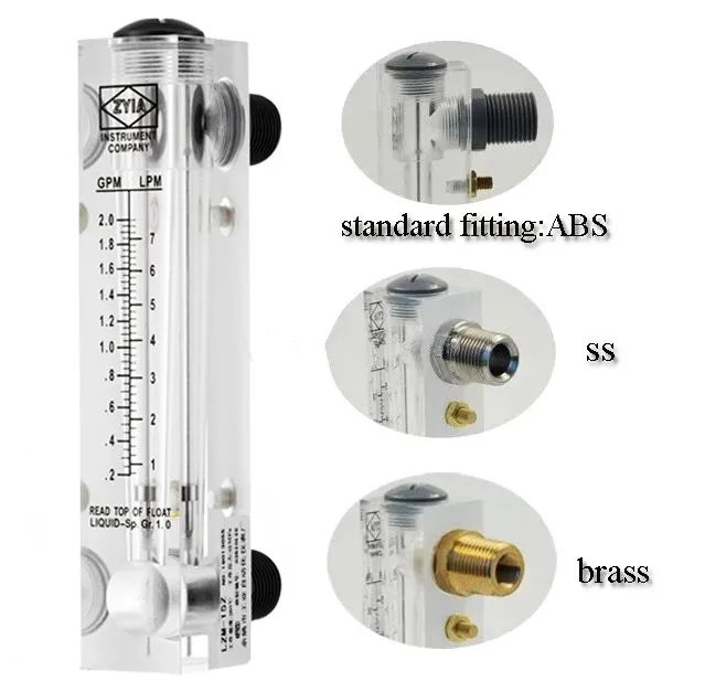 Flow Meter LZM-15Z Liquid Rotameter Plastic PVC Air Flow Meter Gas Float Flowmeter Water With Valve for Liquid Compressed Air