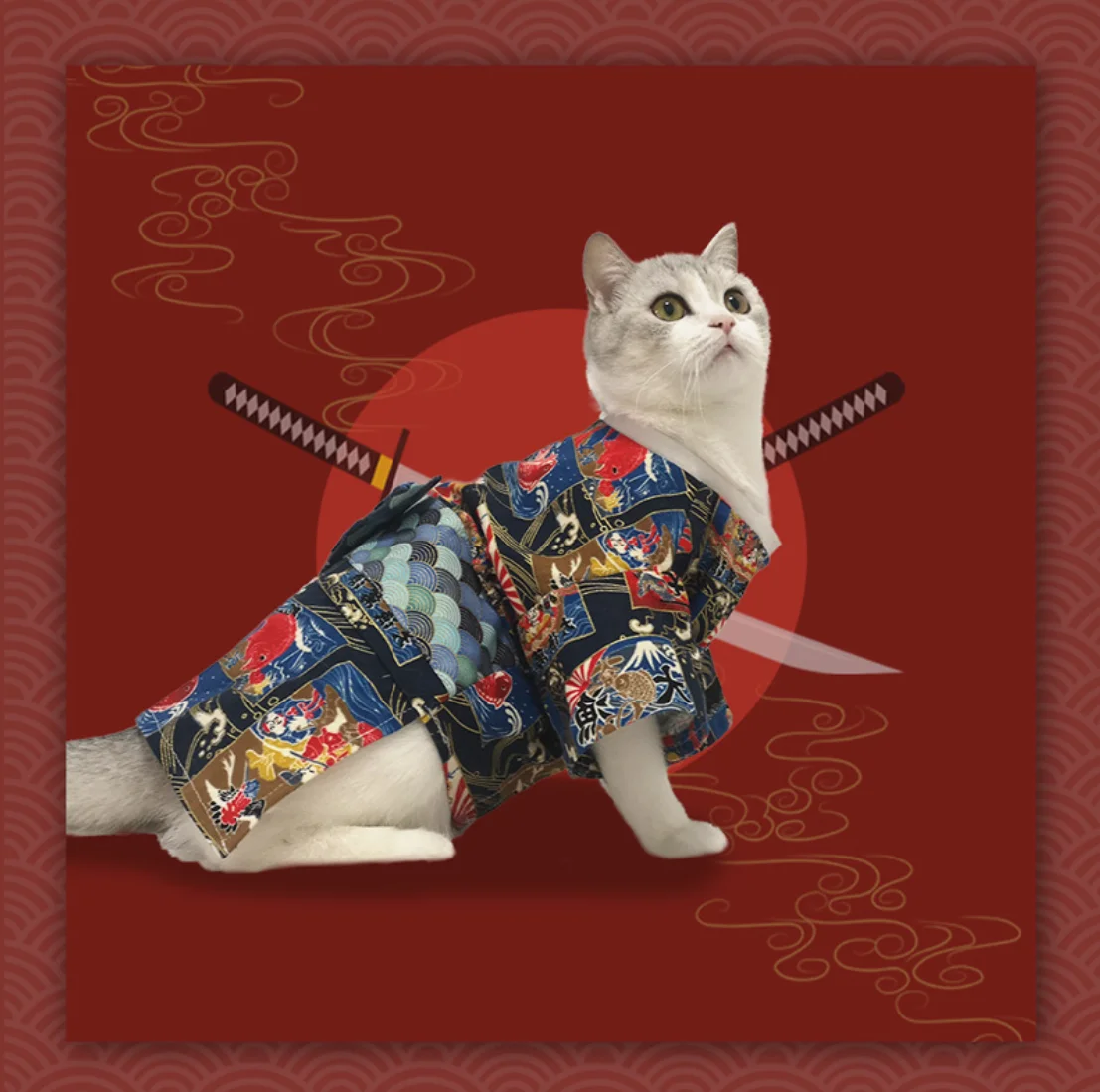 

Japanese Style Net Red Pet Kimono, Small Dog and Cat Clothes, British Short Teddy Clothes