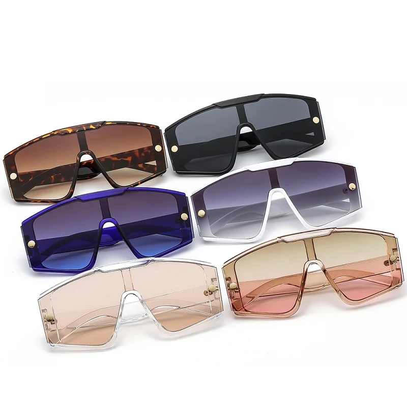 D&T 2021 New Fashion Shield Sunglasses Men Women Goggle Gradients Lens Frame Vintage Brand Designer Luxury Metal Decorate UV400