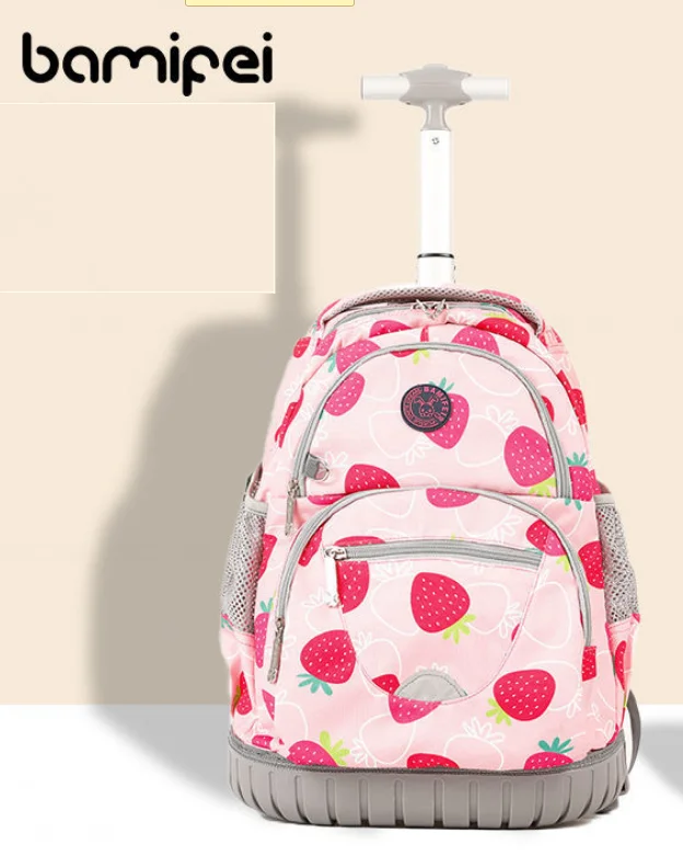 Imagem -02 - Rolling Luggage Backpack para Adolescentes Trolley Escolar para Meninos Rodas Crianças 16