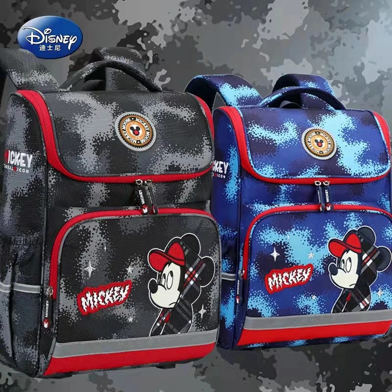 Disney Mickey Minnie School Bag For Boy Girl Primary Student Shoulder Orthopedic Backpack Large Capacity Grade 1-3 Kids Gifts