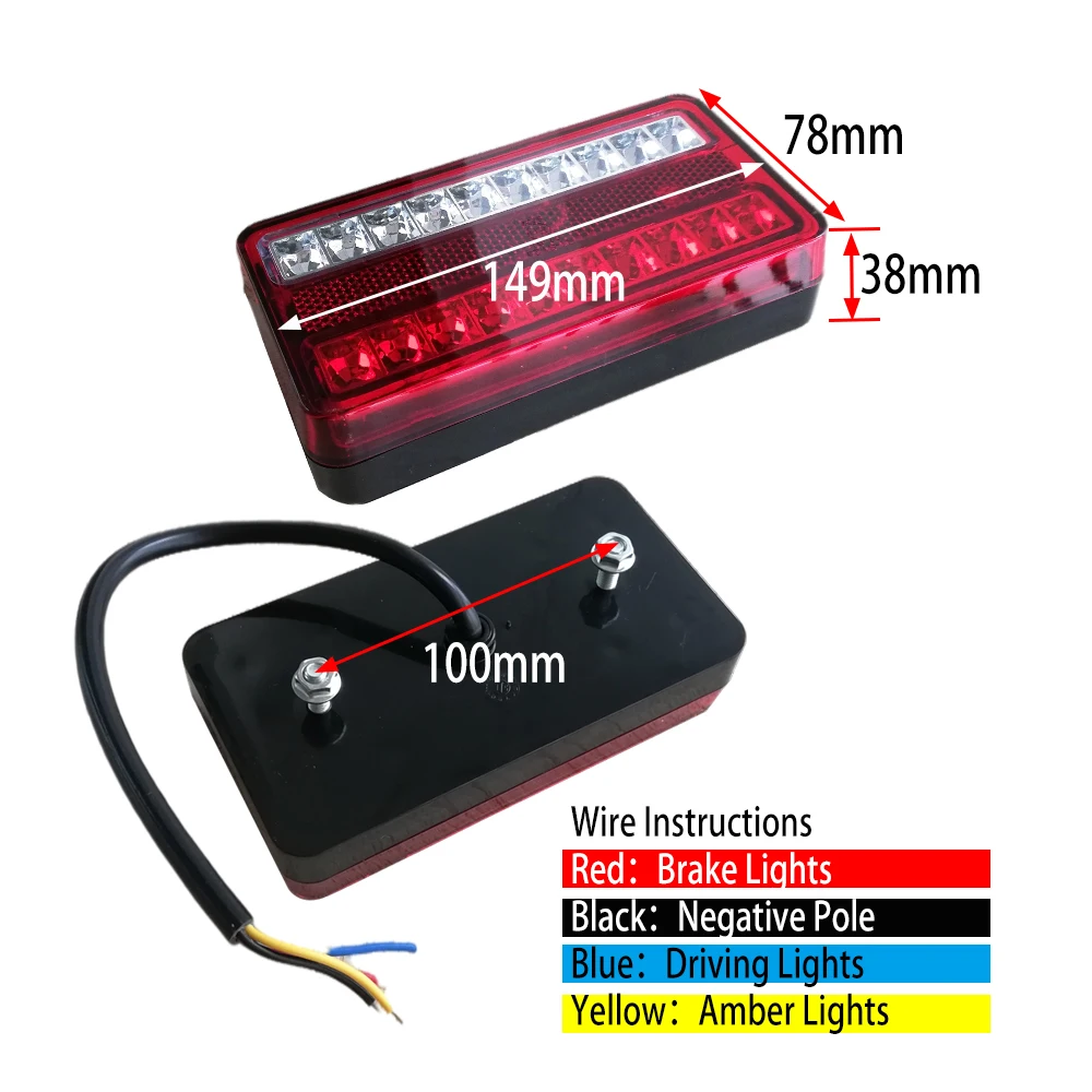 2Pcs 12V Trailer Tail Light Cargo Light LED Truck Rear Lights RV Van Back Headlights Position Brake Turn Signal Lamp